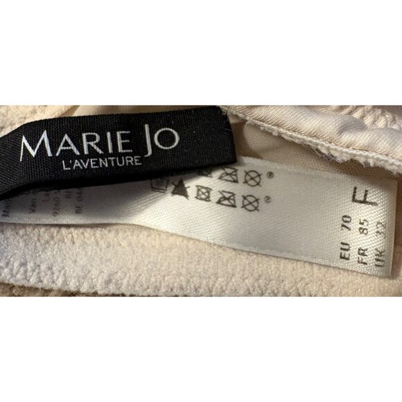 Marie Jo L'aventure Ivory Striped Underwire Padded Bra 32F Adjustable Straps Hoo - Picture 2 of 3